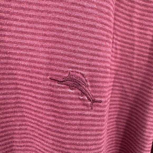 Tommy Bahama Sweater Mens Large 1/4 Zip Pullover Burgundy Striped Classic Knit - Picture 3 of 8